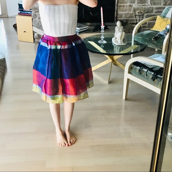 SALE 🔥VINTAGE RALPH LAUREN SILK ORGANZA RAINBOW SKIRT - Picture 6 of 8